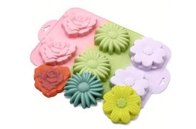Molde silicona 6 jabones flores